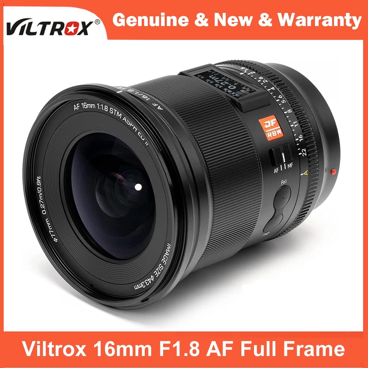 Obiettivo Viltrox 16mm F1.8 con Autofocus, Grandangolare Ultra-Ampio Full Frame, Schermo LCD per Fotocamere con Attacco L, LUMIX S5 II, S9, S1 II, Sigma fp L, Leica SL2-S