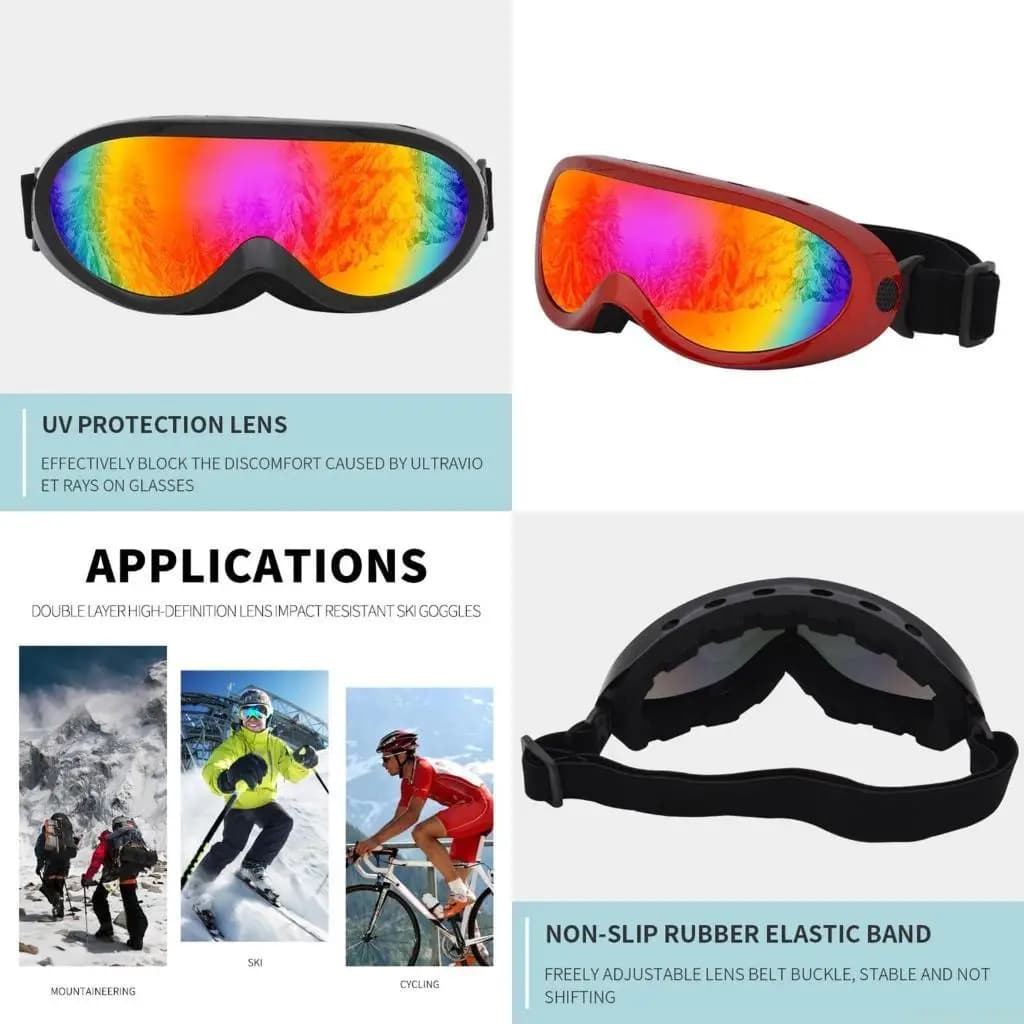 U2JB Occhiali da snowboard alla creativa Vetro protettivo da sci anti-sabbia