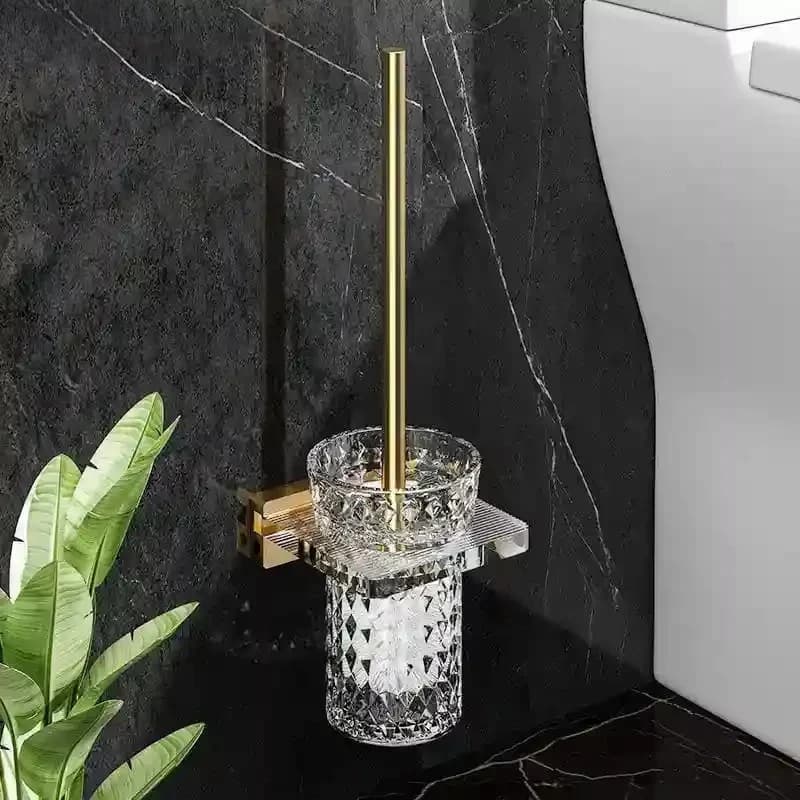 Set di scopini per WC in metallo acrilico Porta scopino per WC a parete Accessori per il bagno Mensola a muro Strumento per scopino per la pulizia del WC