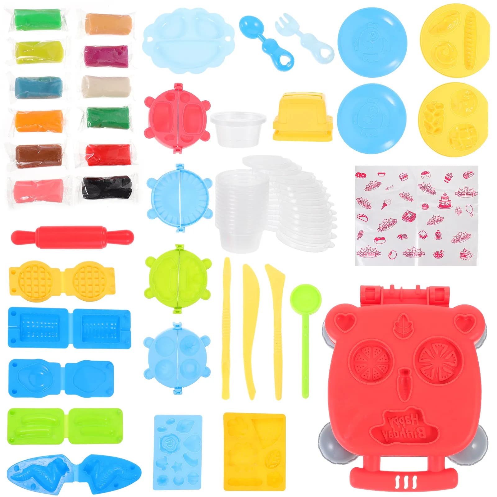 1Set Hamburger Machine Dough Tool Set Kids Clay Modeling Kit Reusable Plastic Pretend Play Set for Fine Motor Skills Development