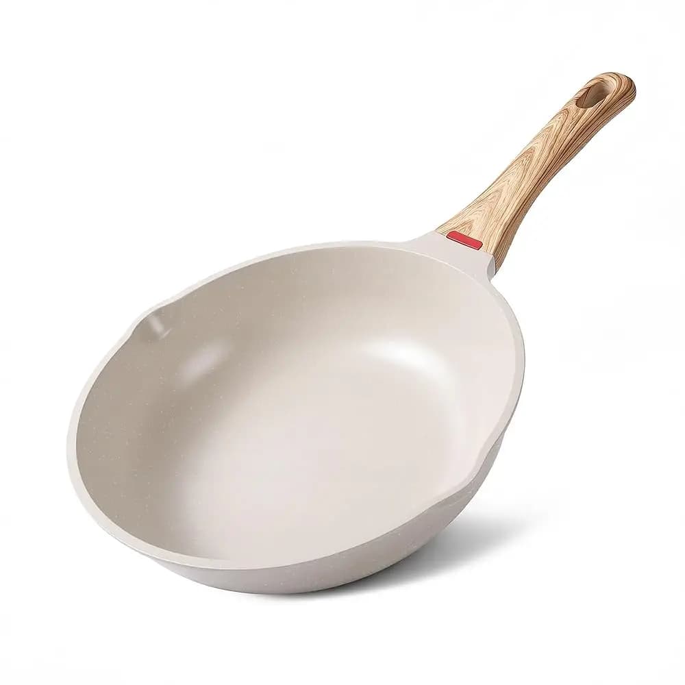 Padella Antiaderente con Manico Resistente al Calore, Pentola Antiaderente per Omelette, Compatibile con Tutti i Fornelli (Bianca)