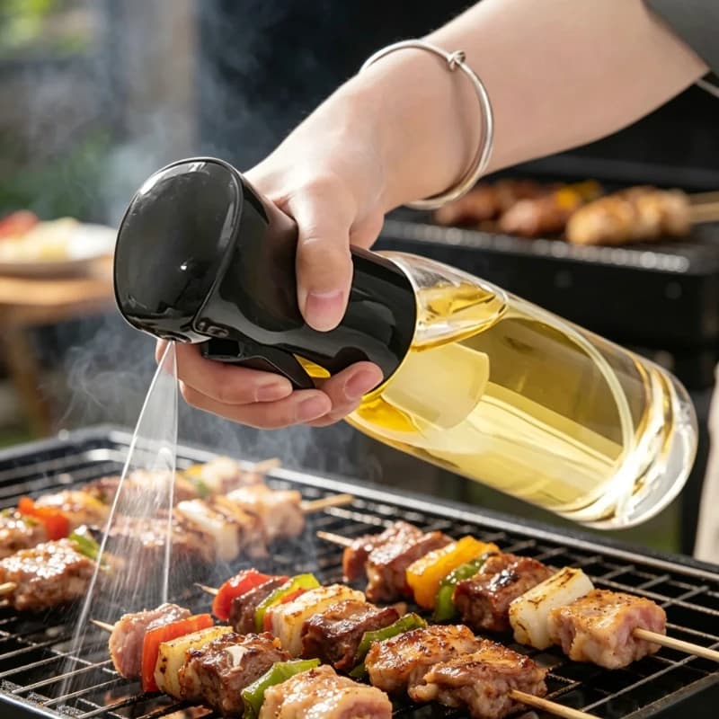Dispenser Spray Portatile per Olio 200/300/500ml, Nebulizzatore per Olio d'Oliva di Grado Alimentare per Cucina, BBQ, Cottura, Friggitrice ad Aria, Utensile da Cucina