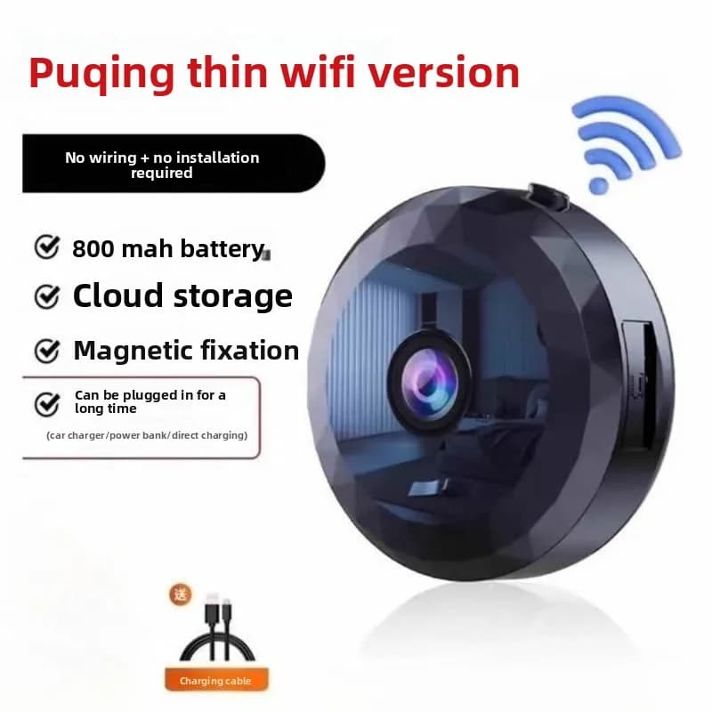Telecamera di Sicurezza Mini Wifi con Rilevamento Movimento, Visione Notturna 1080P HD, Batteria Ricaricabile, Videosorveglianza Wifi, Versione Notturna