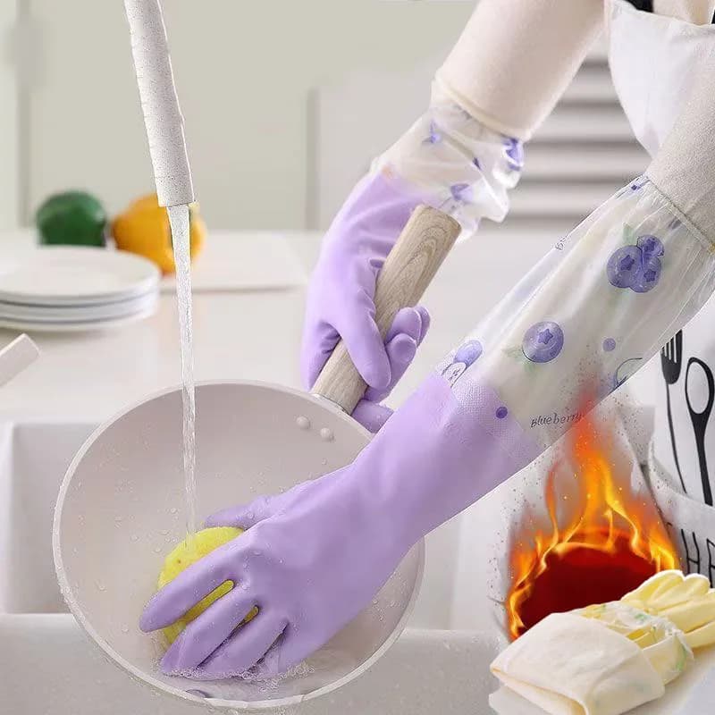 Guanti in PVC a maniche lunghe per donna, spessi, impermeabili, senza lattice, riutilizzabili, per la pulizia della cucina, guanti di sicurezza per il lavoro.