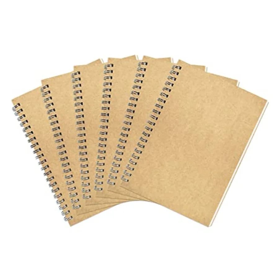 6 Pack College Ruled Notebook, Soft Yellow Cover Spiral Notebook, Memo Notepad Sketchbook, Students Office Business Diary Spira
