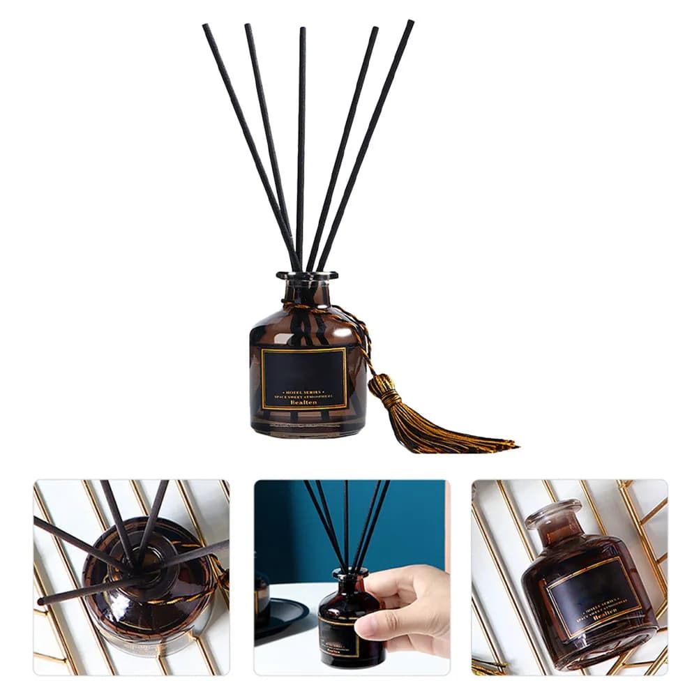 Diffusore in Rattan con Bottiglia per Aromi e Nappe, Decorazione per la Casa, Regalo di Lusso per Ogni Occasione, Bottiglia per Aromi con Rattani