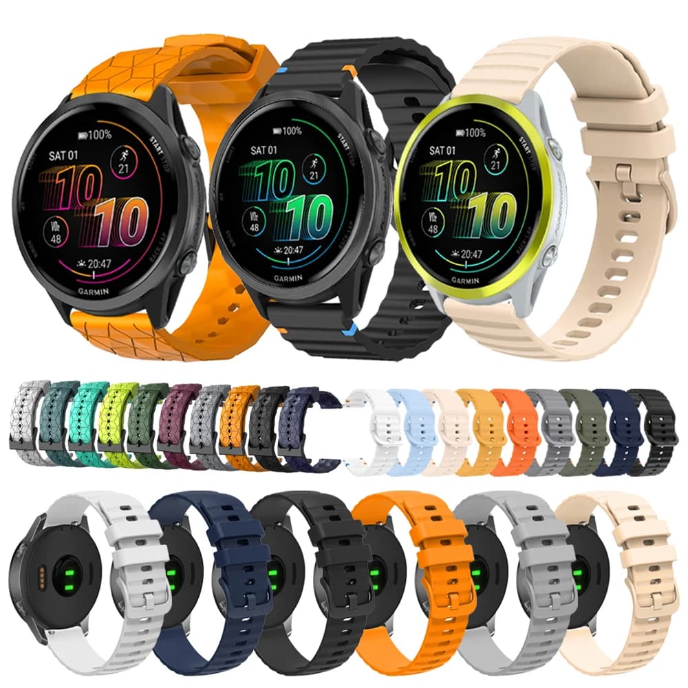 20mm 22mm SmartWatch Band per Garmin Vivoactive 6 5/Venu 3 2 Plus Forerunner 570 47mm 42mm 265 255 cinturino musicale braccialetto in silicone