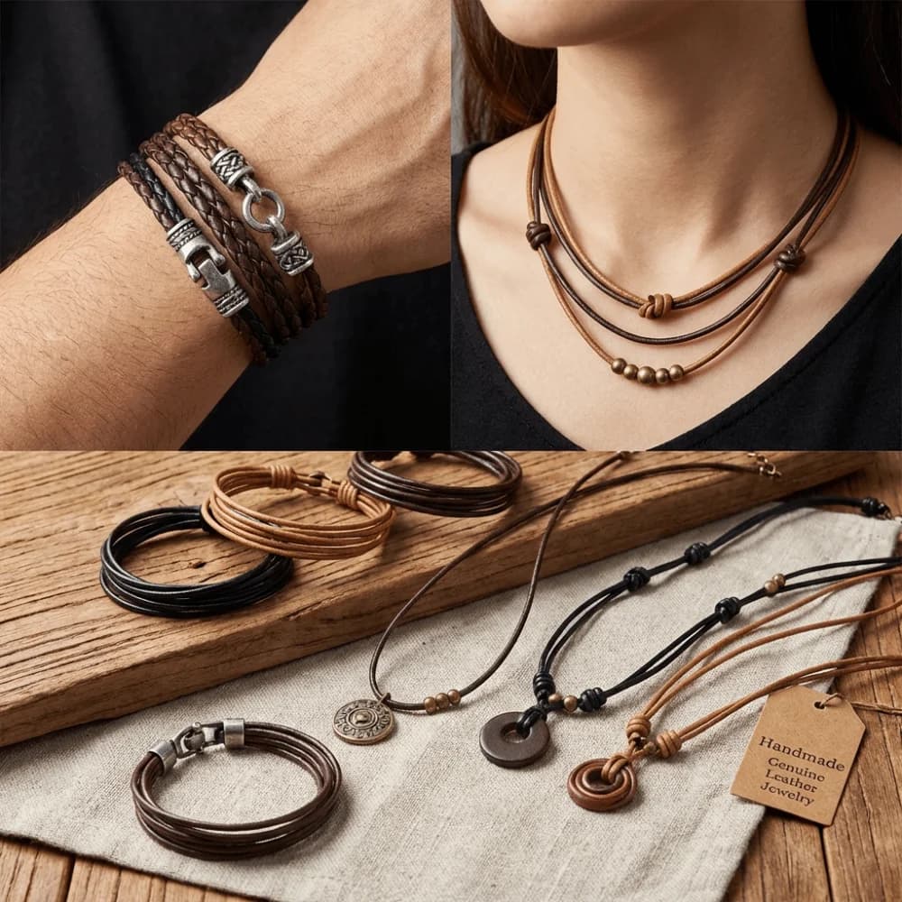 Corda in Vera Pelle di Vacchetta Nera, Rotonda 1-6mm, per Braccialetti, Corda Cerata, Filo da 2/5 Metri, Accessori per Creazione di Gioielli Fai-da-Te