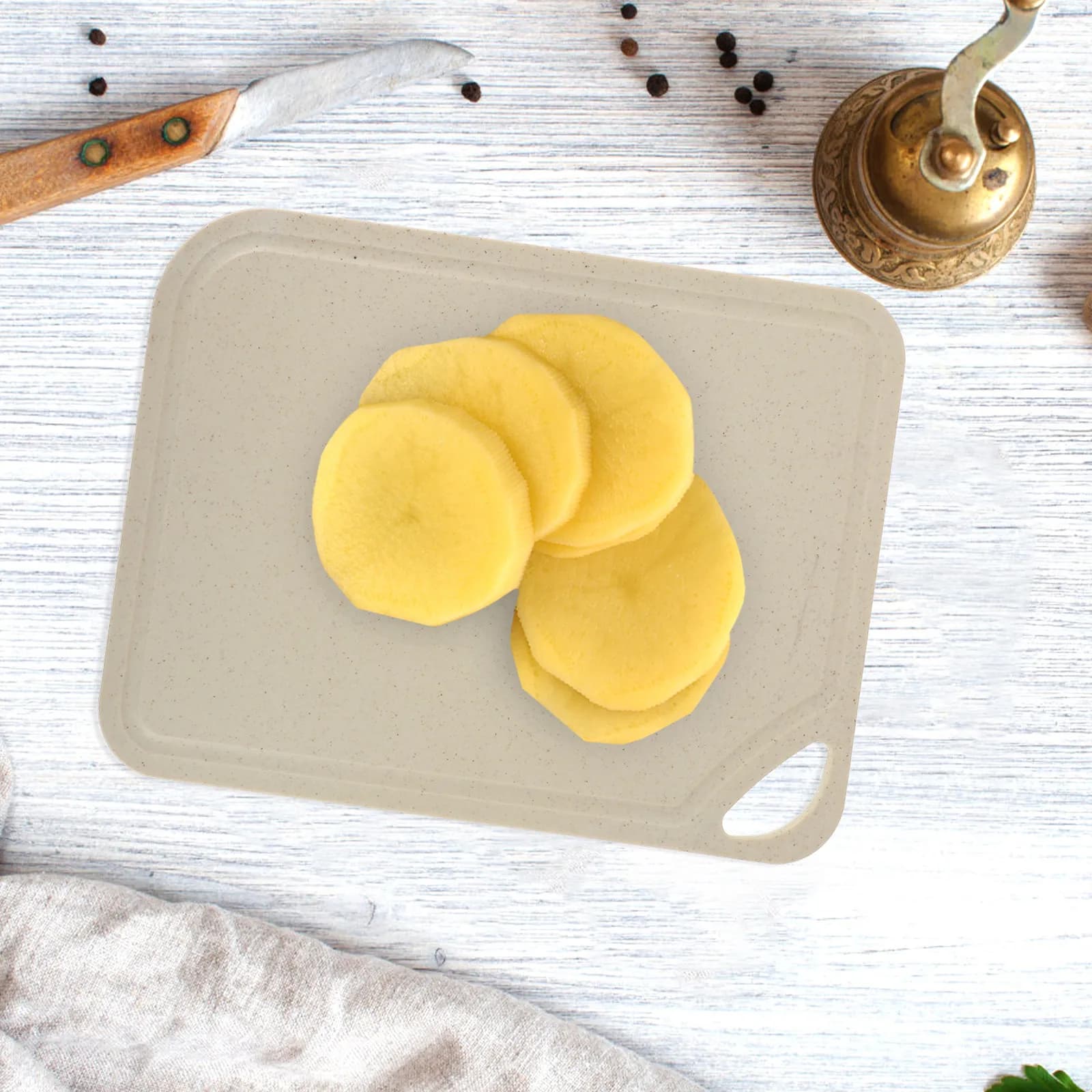Tagliere Sostenibile in PP Premium e Fibra di Lolla di Riso, Robusto per Cucina Domestica, Frutta e Verdura
