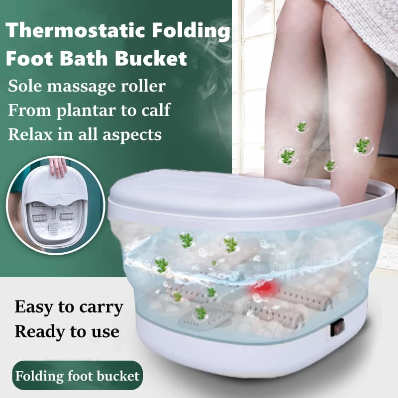 Foldable foot massager Massage with intelligent roller Portable bath Foam for foot soaking with lid Foldable massage bucket