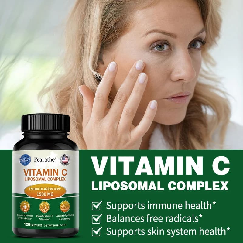 Vitamin C Capsules Liposomiale 1500mg - High Absorbency, Immunite Support, Collagen Production and Skin Health, Antioxidant, Non-GMO
