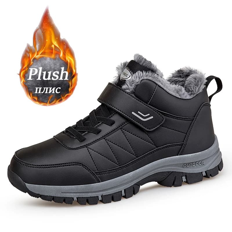 Stivali da neve invernali da uomo alla moda Stivali sportivi in pelle impermeabili Stivali da donna super caldi Peluche Comode scarpe da trekking per coppia di grandi dimensioni 48