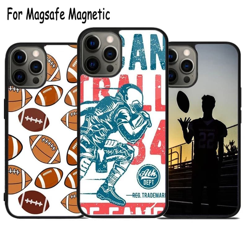 Custodia per telefono senza fili American Football Ball Cool Art per iPhone 17 Air 15 16 16e 14 13 11 12 Pro Max Plus Magsafe Cover magnetica