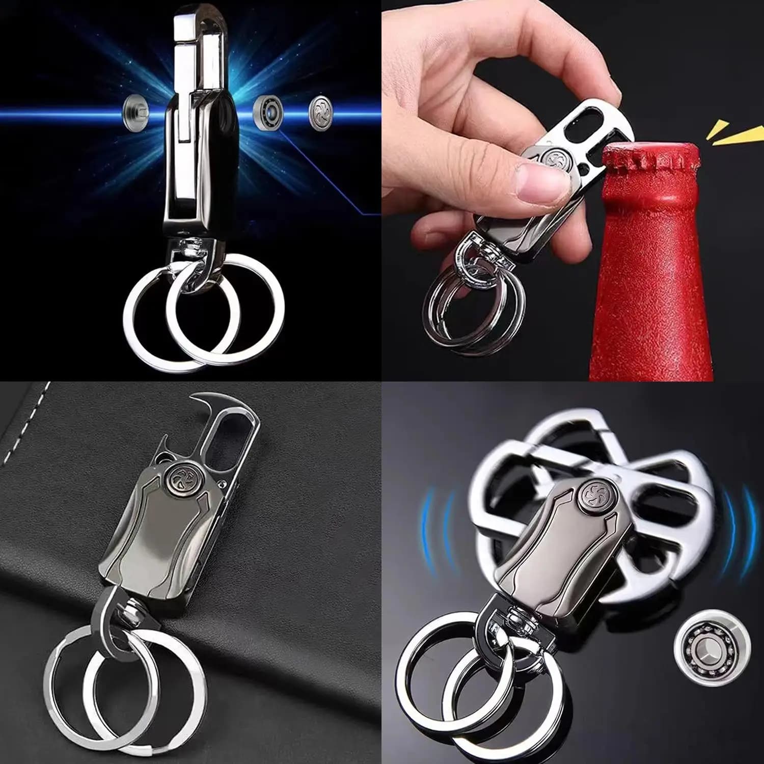 1PC strumento multifunzionale portachiavi metallo moda portachiavi apribottiglie staffa per telefono cellulare rilascio Express portachiavi ciondolo regalo