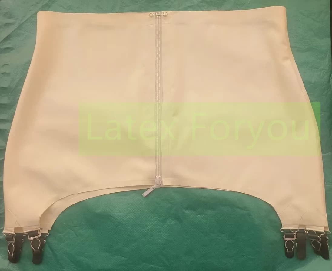 Reggicalze in Latex Bianco Sexy Fatto a Mano con Cerniera Frontale, Intimo per Mutandine e Calze, Gonna in Latex per Donna, Realizzato su Misura