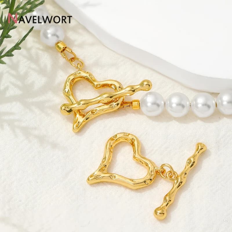 18K Gold Plated Heart Shape OT Clasps Hooks Connector,DIY Bracelet Necklace Making Materials,Brass Metal Toggle Clasps Connector