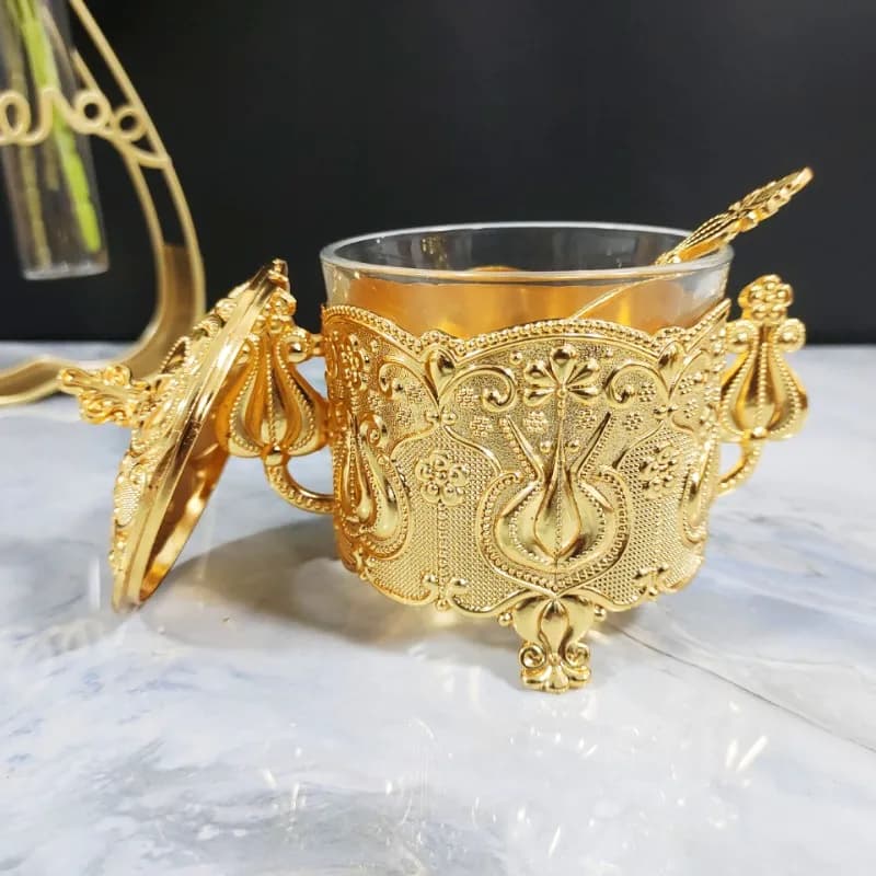 Europeo squisito in lega di zinco frutta secca cibo vetro zucchero fruttosio tazza creativa scatola di immagazzinaggio cava ornamento serbatoio di stoccaggio