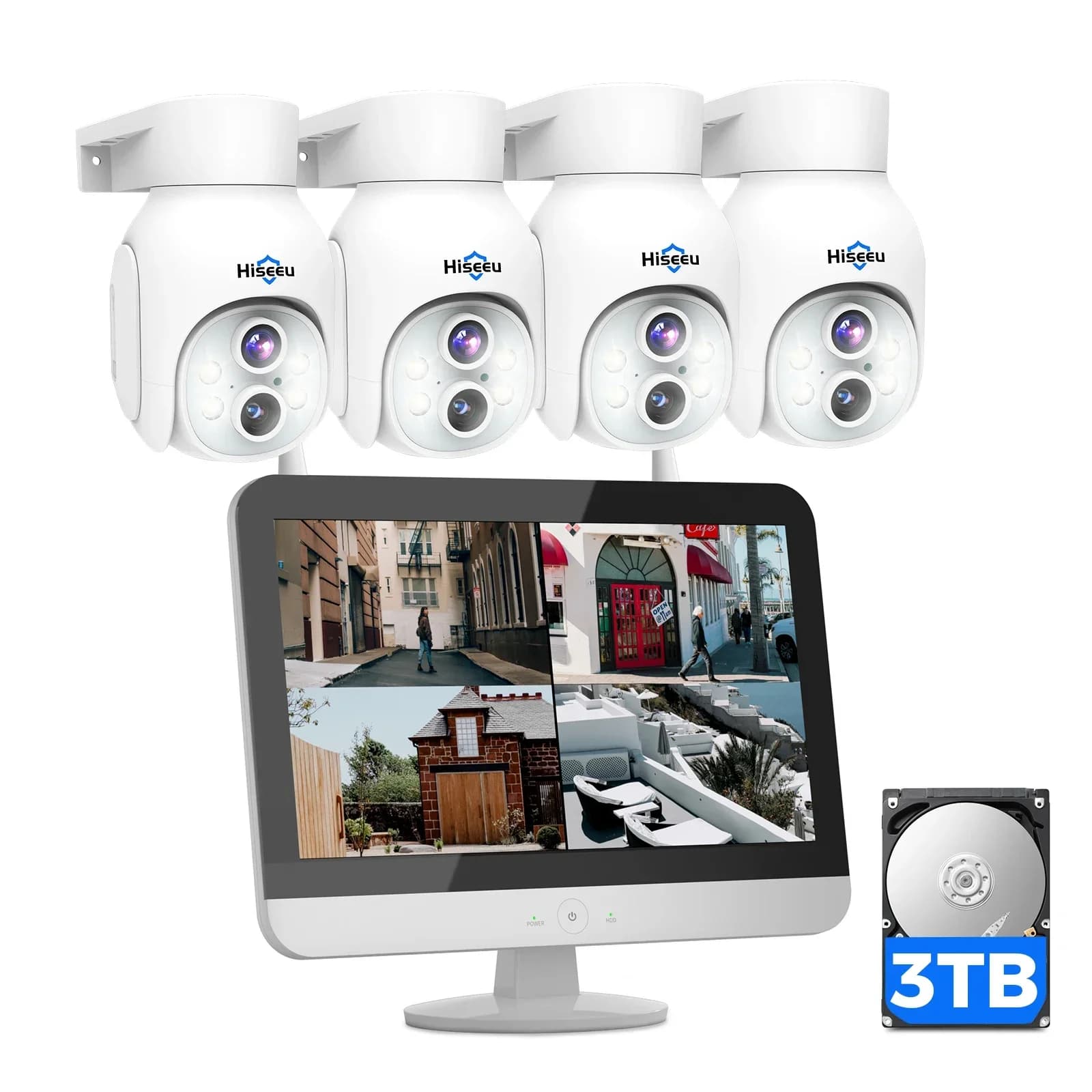 2026 Zoom Optical 5X 12 Inch 5 MP Monitor Wireless Camera Kit External Home PTZ Security Camera System