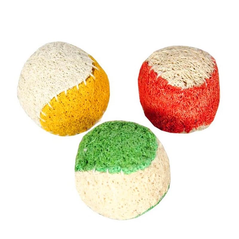 Palline da tennis in luffa naturale per cani, giocattolo interattivo per masticare e addestrare, colore casuale