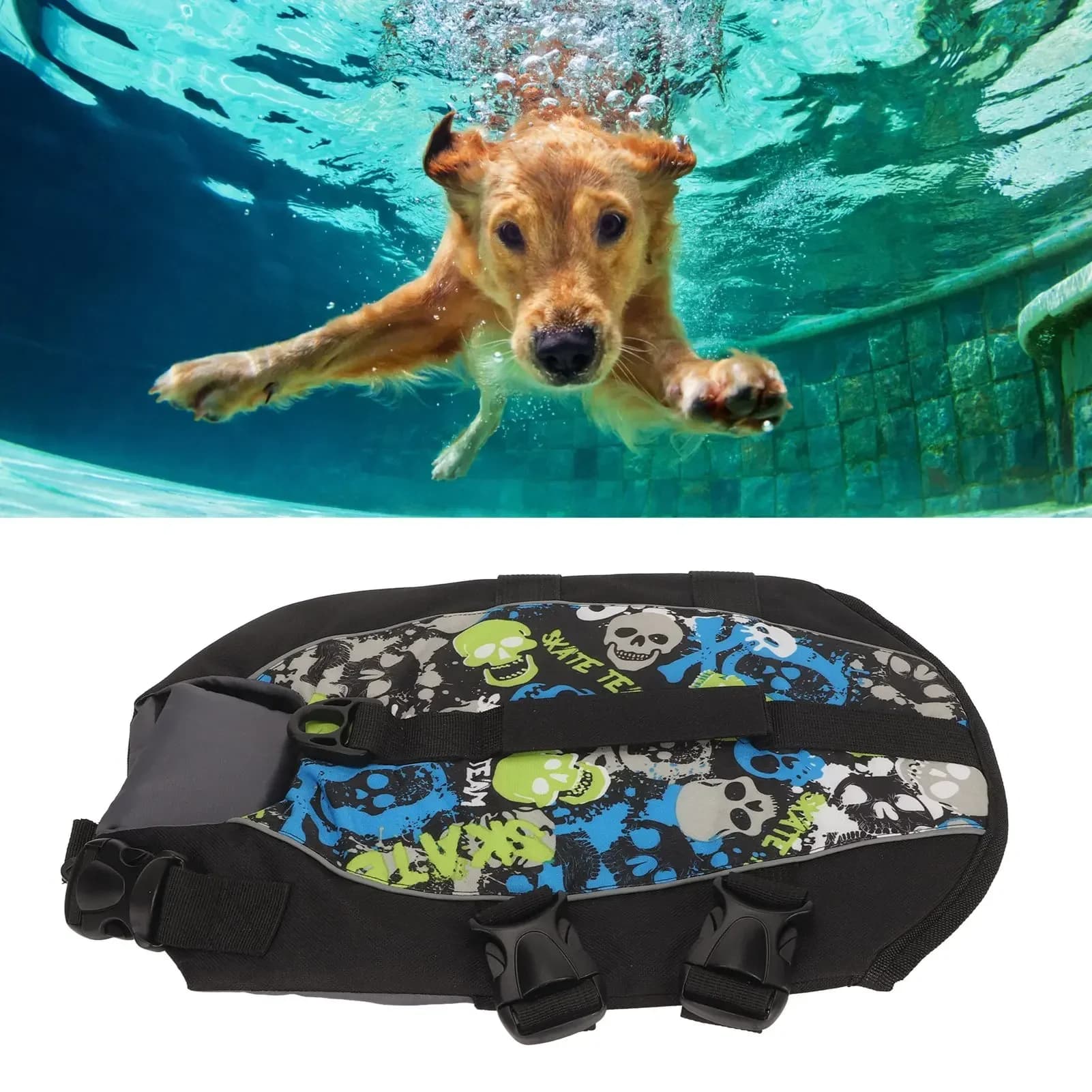 Giubbotto di salvataggio per cani giubbotto di salvataggio per cani ad alta flottazione di sicurezza regolabile riflettente con manico per il nuoto e la nautica