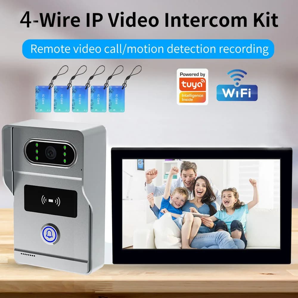 Sistema Videocitofonico a 4 Fili 1080P, Campanello Video Intelligente per Casa con Schermo Touch, Audio Bidirezionale, WiFi Wireless, Sblocco tramite App TUYA