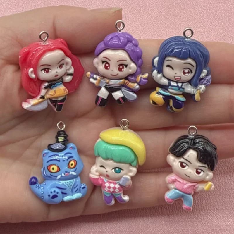 10pcs resin cartoon pendant, DIY jewelry making earrings, keychain accessories