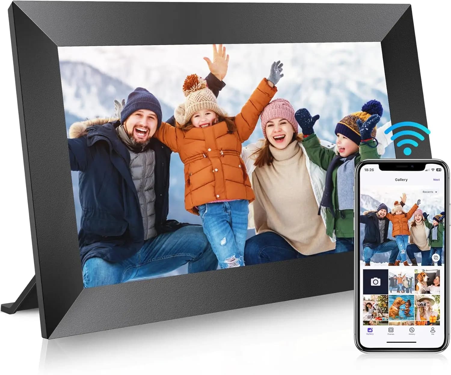 Cornice digitale da 10,1 pollici con 32 GB di memoria, schermo touch HD IPS, condividi foto all'istante da qualsiasi luogo