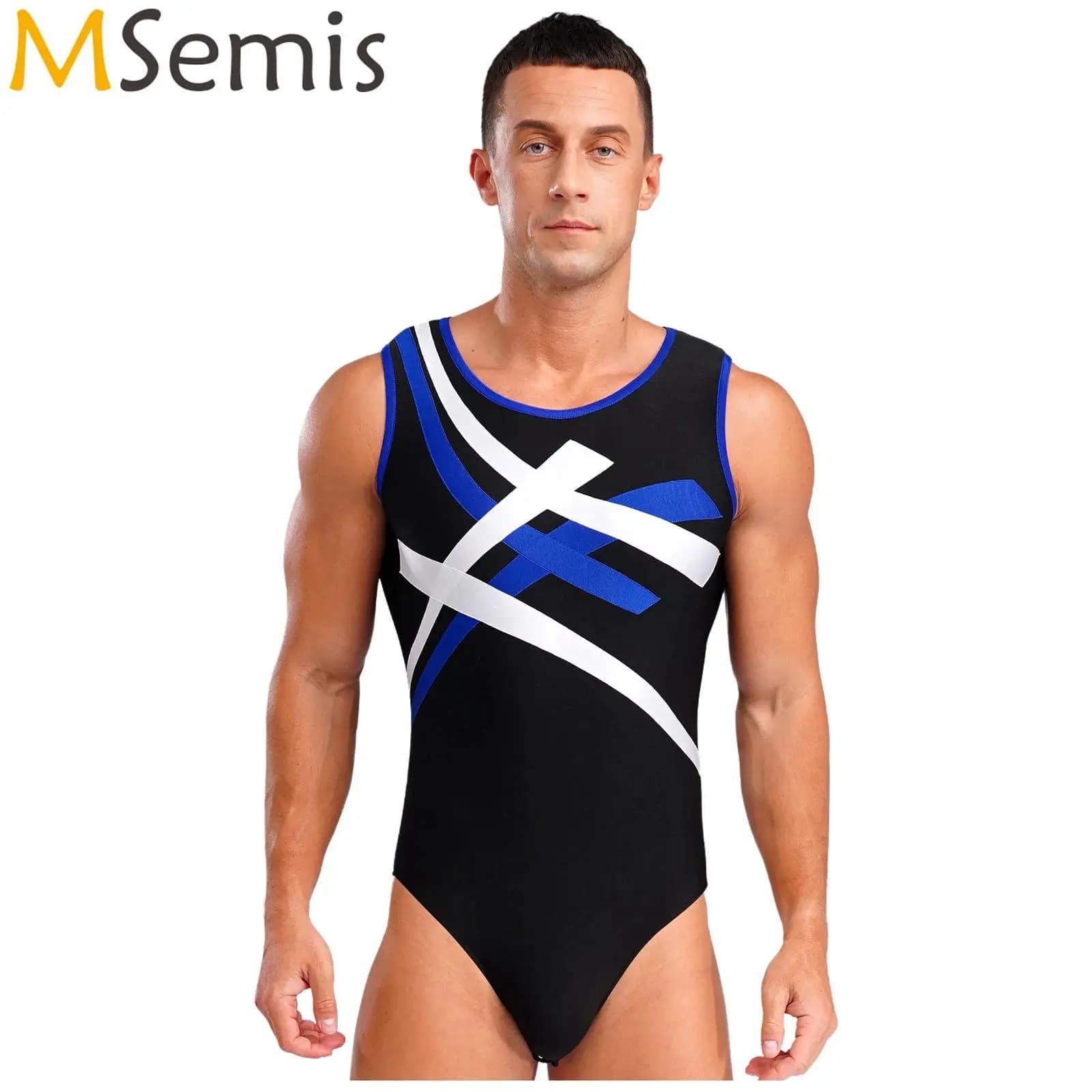 Costumi da bagno da uomo Costumi da bagno Taglio alto Tuta Costume da bagno intero da spiaggia Colore a contrasto Body da ginnastica Body da spiaggia sportivo