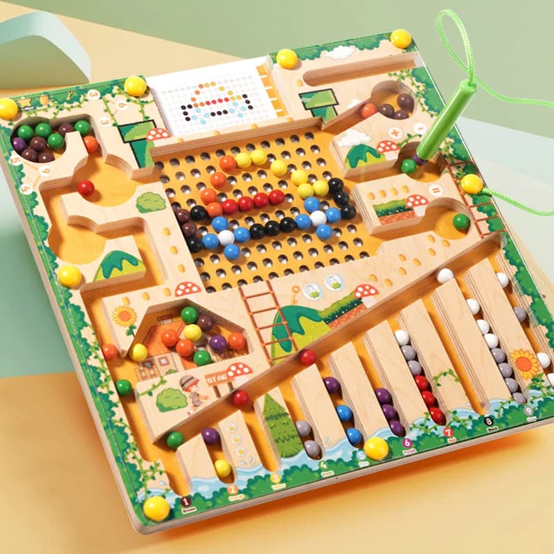 Giochi di smistamento magnetico Giocattoli puzzle Montessori Tavola labirinto Apprendimento Conteggio dei colori Classificazione dei numeri Giocattoli educativi in legno