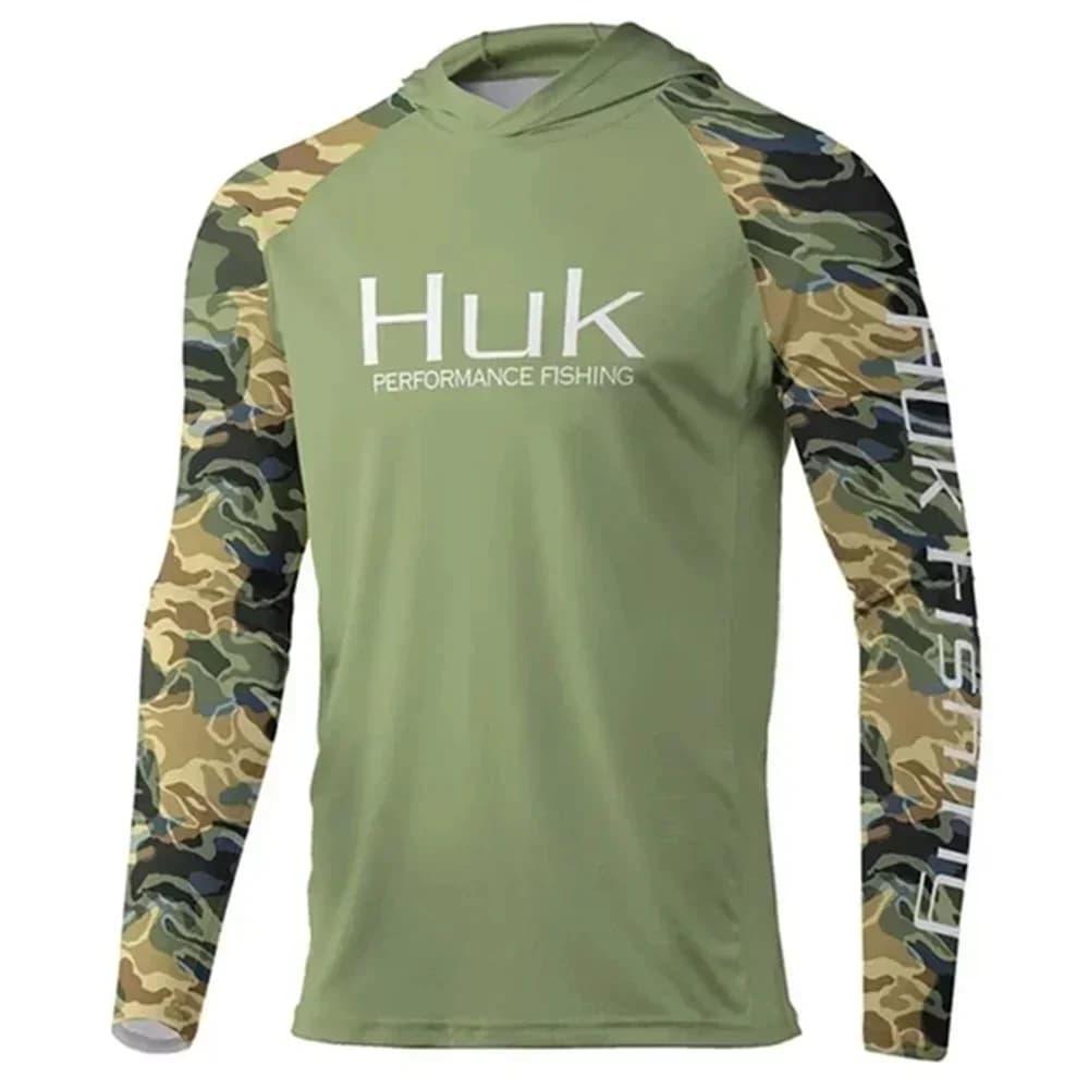 HUK Camicie da pesca con cappuccio Upf 50 T-shirt a maniche lunghe Protezione solare Abbigliamento da pesca Felpe con cappuccio da pesca traspiranti Camisa De Pesca