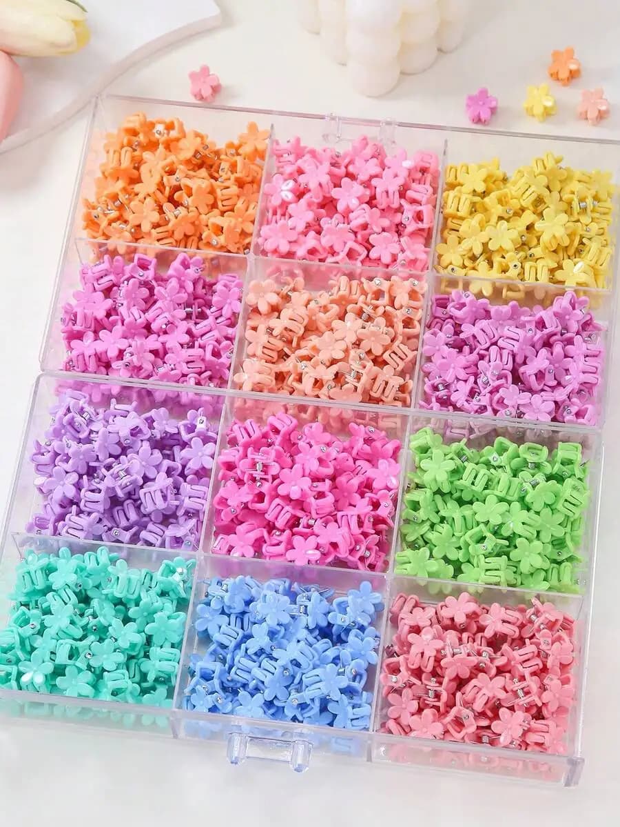 100pcs Colorful Mini Flower Hair Clips For Women Fashion Hairpins Daily Use