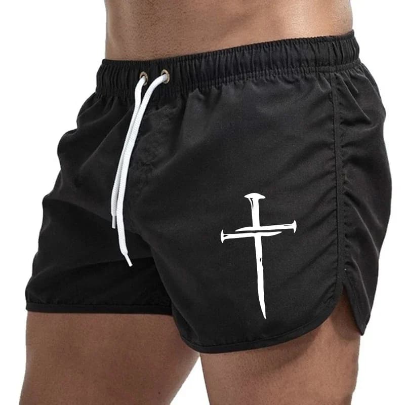 Nuovi Pantaloncini da Uomo con Stampa a Croce, Shorts Casual Estivi per Sport, Spiaggia, Corsa Quotidiana, Fitness, Ciclismo e Surf