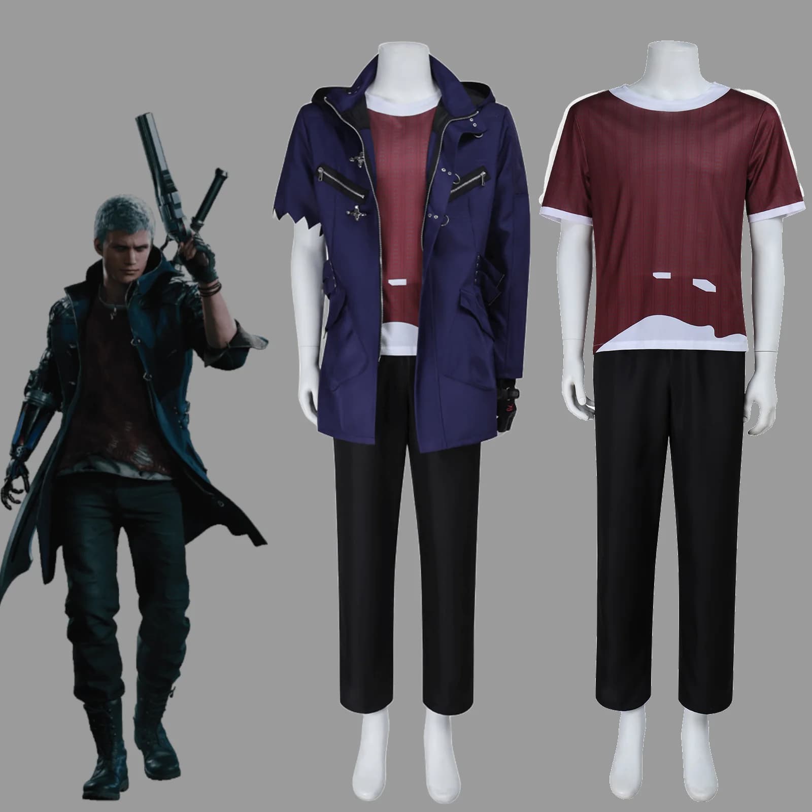 Costume cosplay DMC Nero, costume da cacciatore di demoni Devil May Cry per uomo, costume gotico di Halloween per uomo