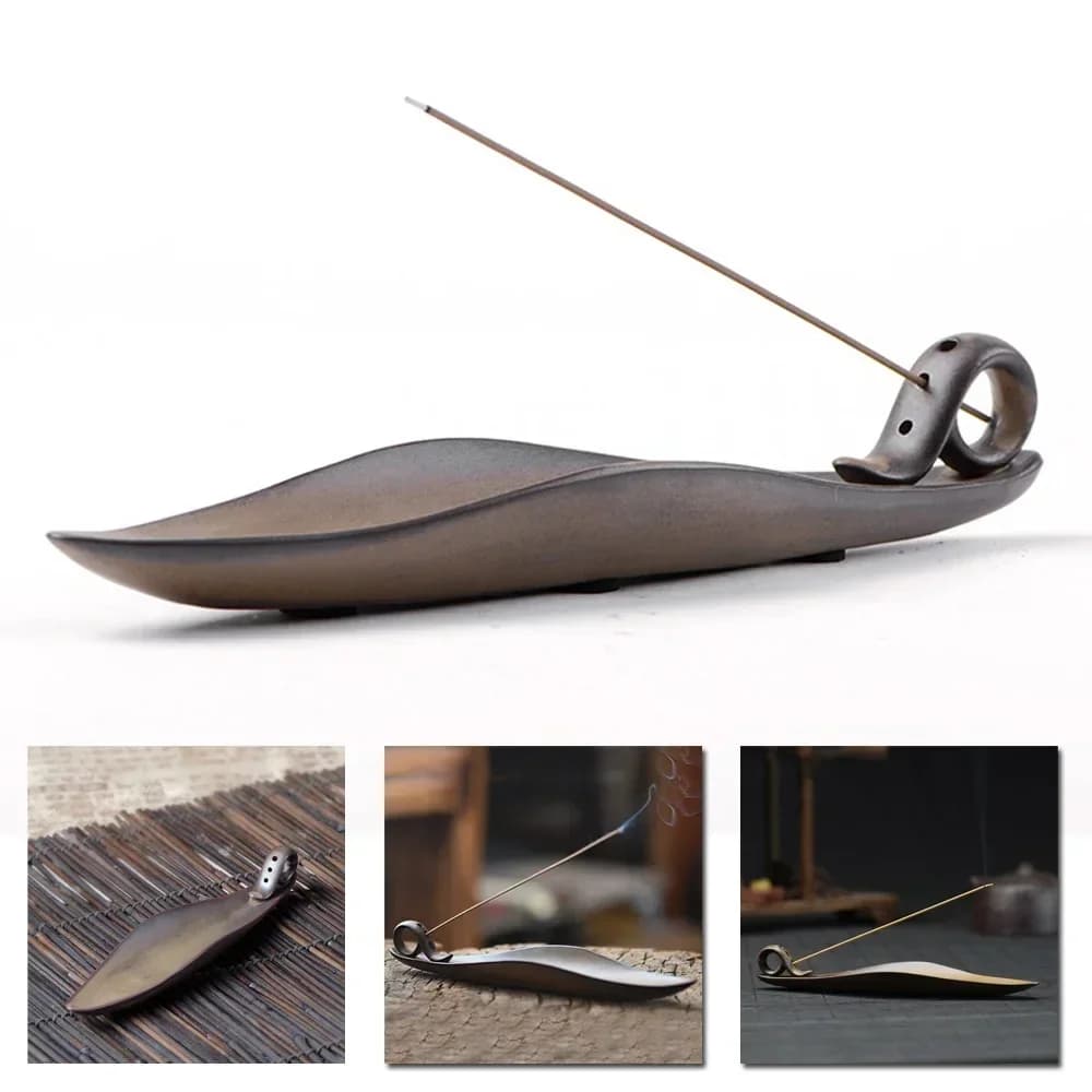 Eeatop Bruciatore di incenso per interni Forno in ceramica Porta foglie Supporto per riflusso Coni profumati per fumo Stick Bruciatore di incenso Porta incensiere