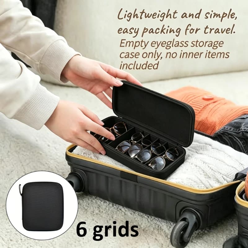 Scatola portaocchiali regolabile a 6 scomparti, custodia da viaggio portatile per occhiali, espositore multifunzione per occhiali da sole