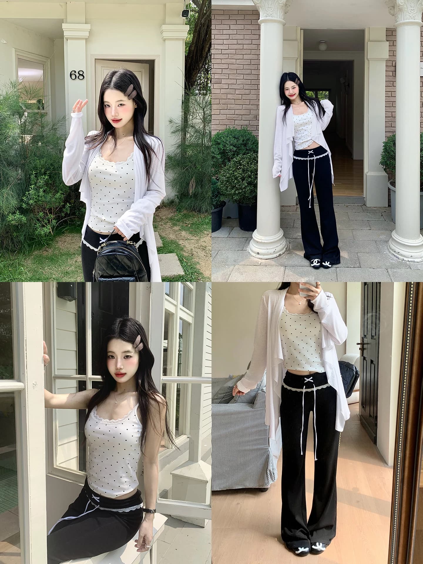 Set Giacca Leggera da Donna Primavera-Estate con Protezione Solare, Motivo a Pois e Pizzo, Stile Elegante per il Lavoro, Taglio Dritto in Misto Poliestere