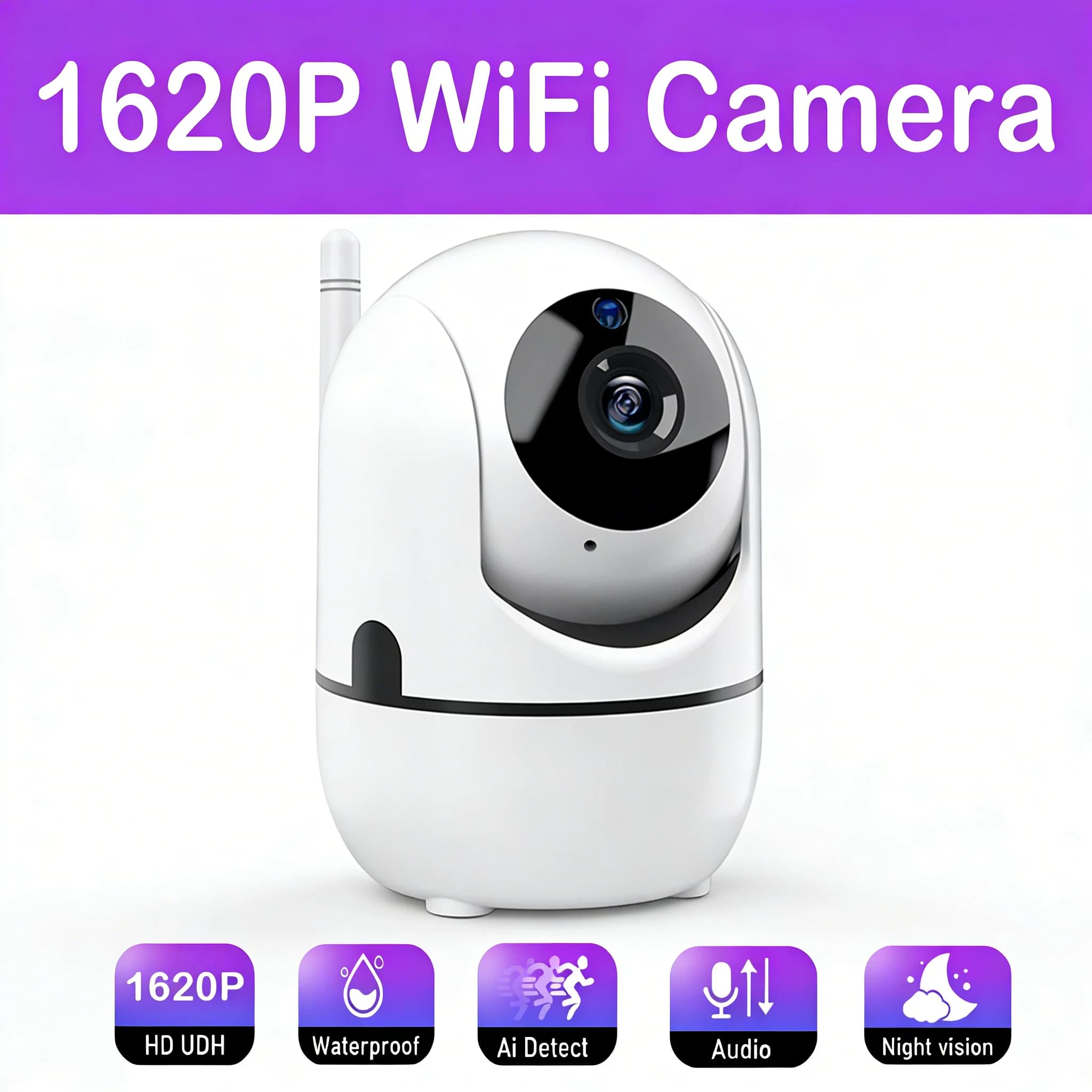 Telecamera IP WiFi Smart Home con Tracciamento Automatico, Visione Notturna Completa 1620P, Telecamera di Sicurezza Wireless per Bambini