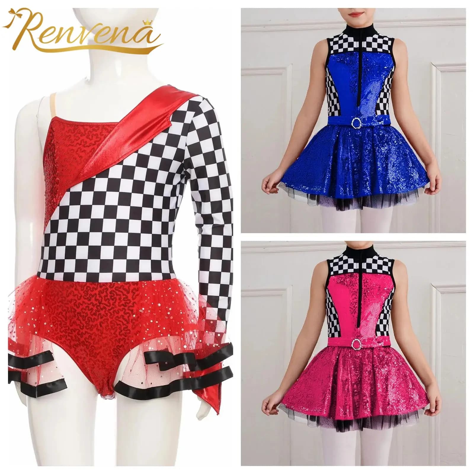 Costume da pilota di auto da corsa per ragazze, carnevale per bambini, travestimento di Halloween, vestito da gioco di ruolo, abito da corsa, abito senza maniche patchwork con paillettes