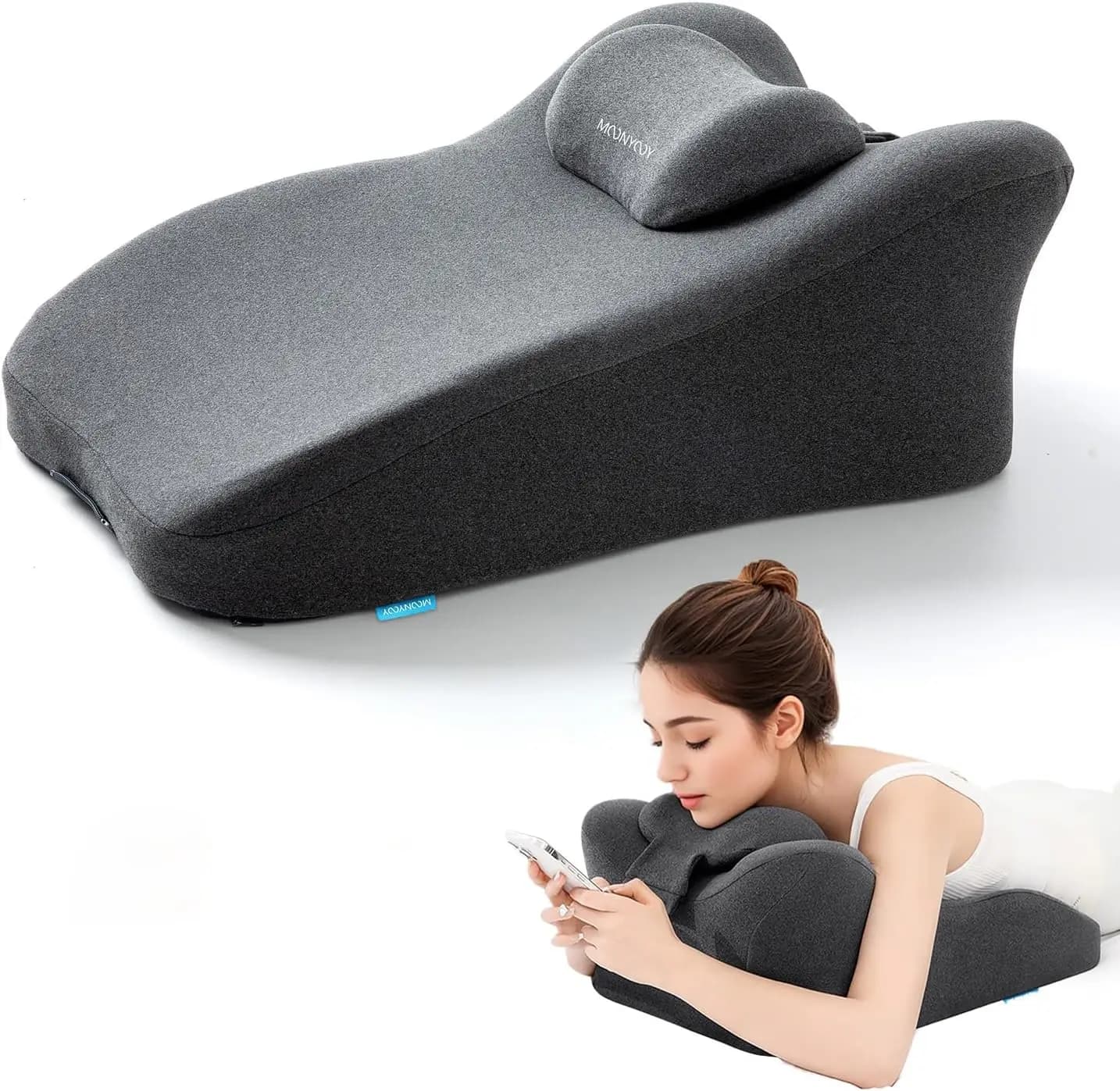 Cuscino Ergonomico in Memory Foam e Supporto per Gambe per Letto, Lettura e Relax con Fodera Rimovibile e Lavabile