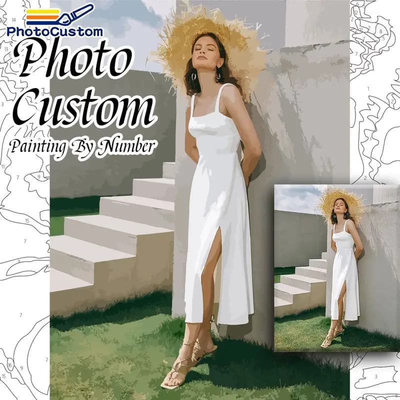 PhotoCustom Diy Painting By Numbers Customized Photo Handpainted Kits Acrylic Paints Unique Gift Wall Decor Artwork