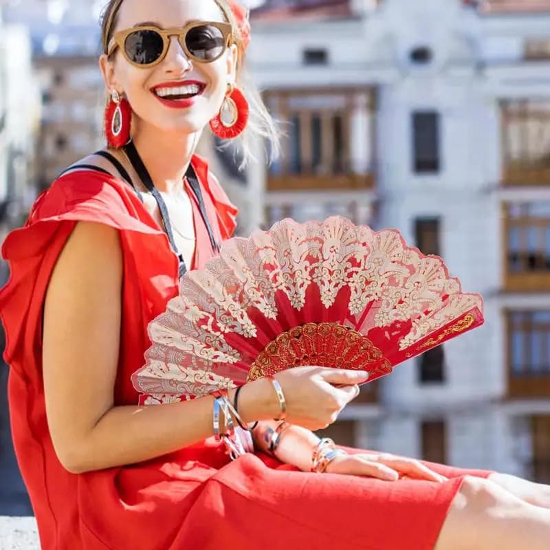 Ventaglio in stile spagnolo Ventaglio in pizzo di seta da sposa Ventaglio pieghevole per fiori Ventaglio pieghevole per matrimonio da donna
