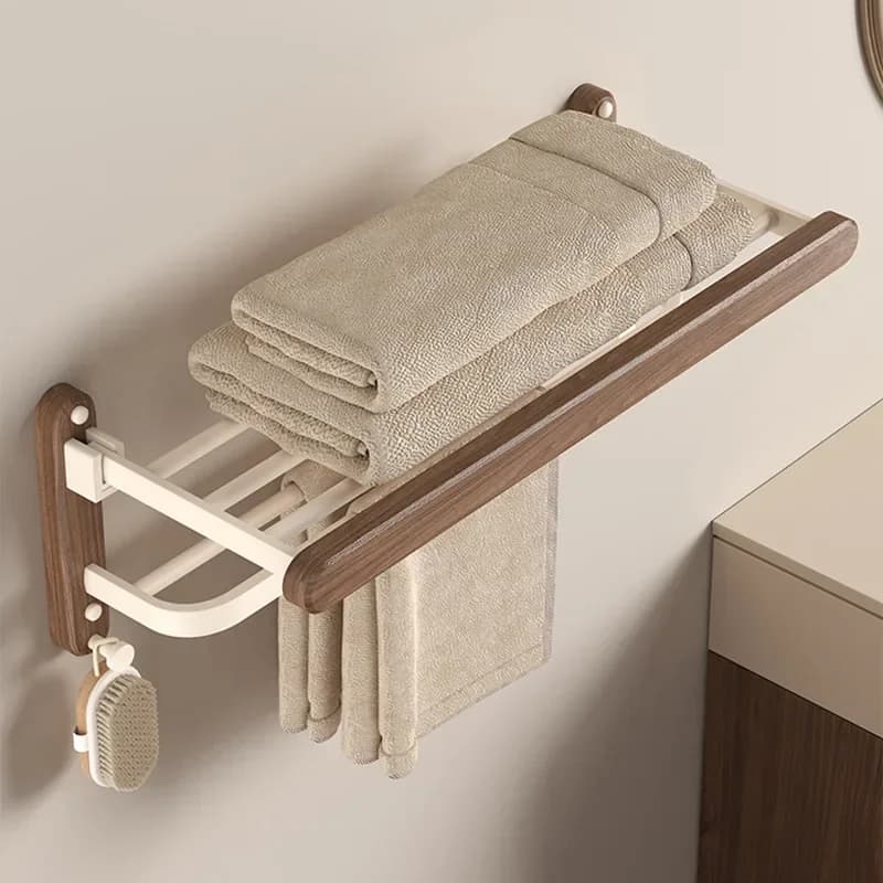 Walnut Wood Bathroom Hardware Set Towel Rack Toilet Paper Holder Toilet Brush Bathroom Shelf Bathroom Accessories