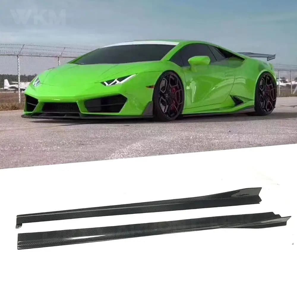 2 Pezzi Minigonne Laterali in Fibra di Carbonio Secca Nera, Kit Carrozzeria per Lamborghini LP580 LP610, Protezione Paraurti in Fibra di Vetro FRP