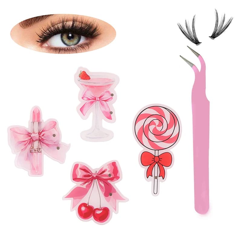 Rose Acrylic Eyelash Extension Board, Pink Lipstick, Magnetic Suction, Fake Eyelash Tray Holder, Makeup Tools