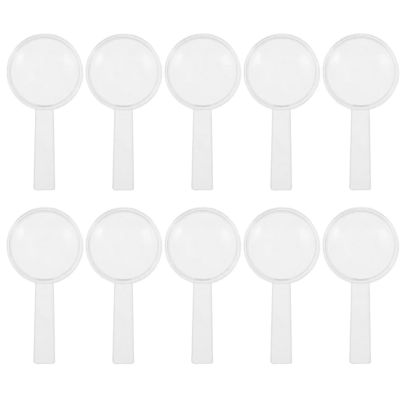 Lente d'ingrandimento portatile trasparente da 25 mm, 10 pezzi, per esplorazione educativa dei bambini, mini strumento ottico, ingrandimento nitido, leggero