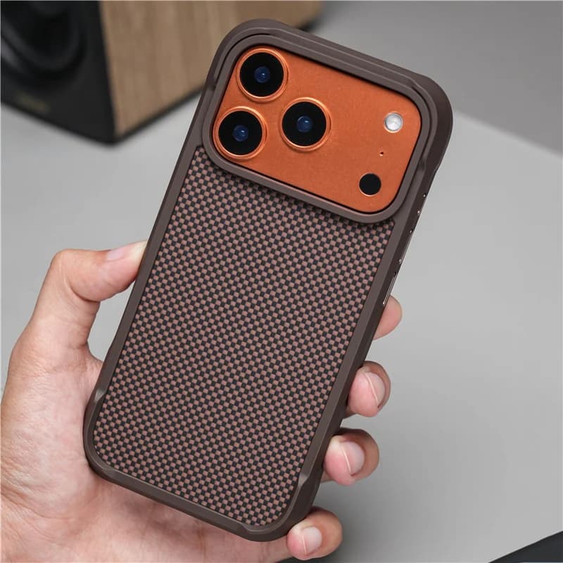 Magnetic reticle braided Magsafe housing for iPhone 17 16 Pro Max 17Pro 16Pro Wireless charging shockproof housing with luxury metal button