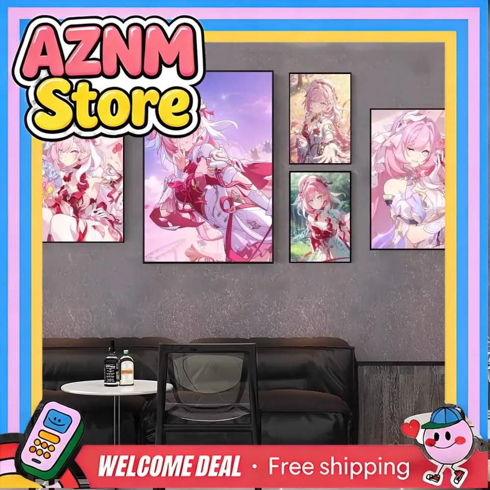 Elysia Honkai Impact 3rd Poster High Quality Dorm Living Room Aesthetic Wall Decoration Painting Stickers