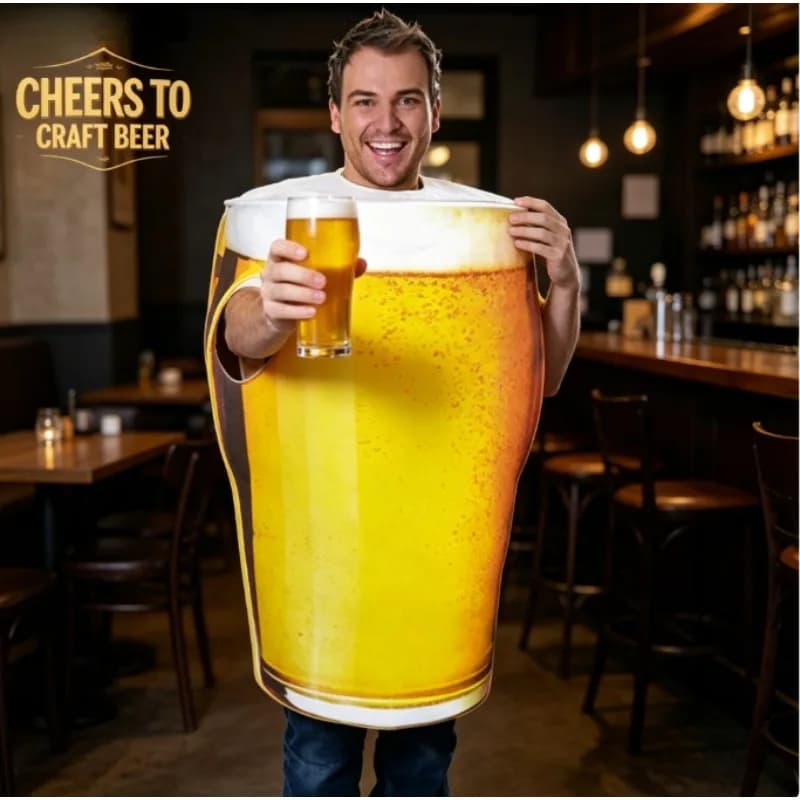 Costume Gonfiabile a Forma di Boccale da Birra – Gonfiaggio Rapido e Portatile – Ideale per Halloween, Concorsi di Costumi e Pub Crawl