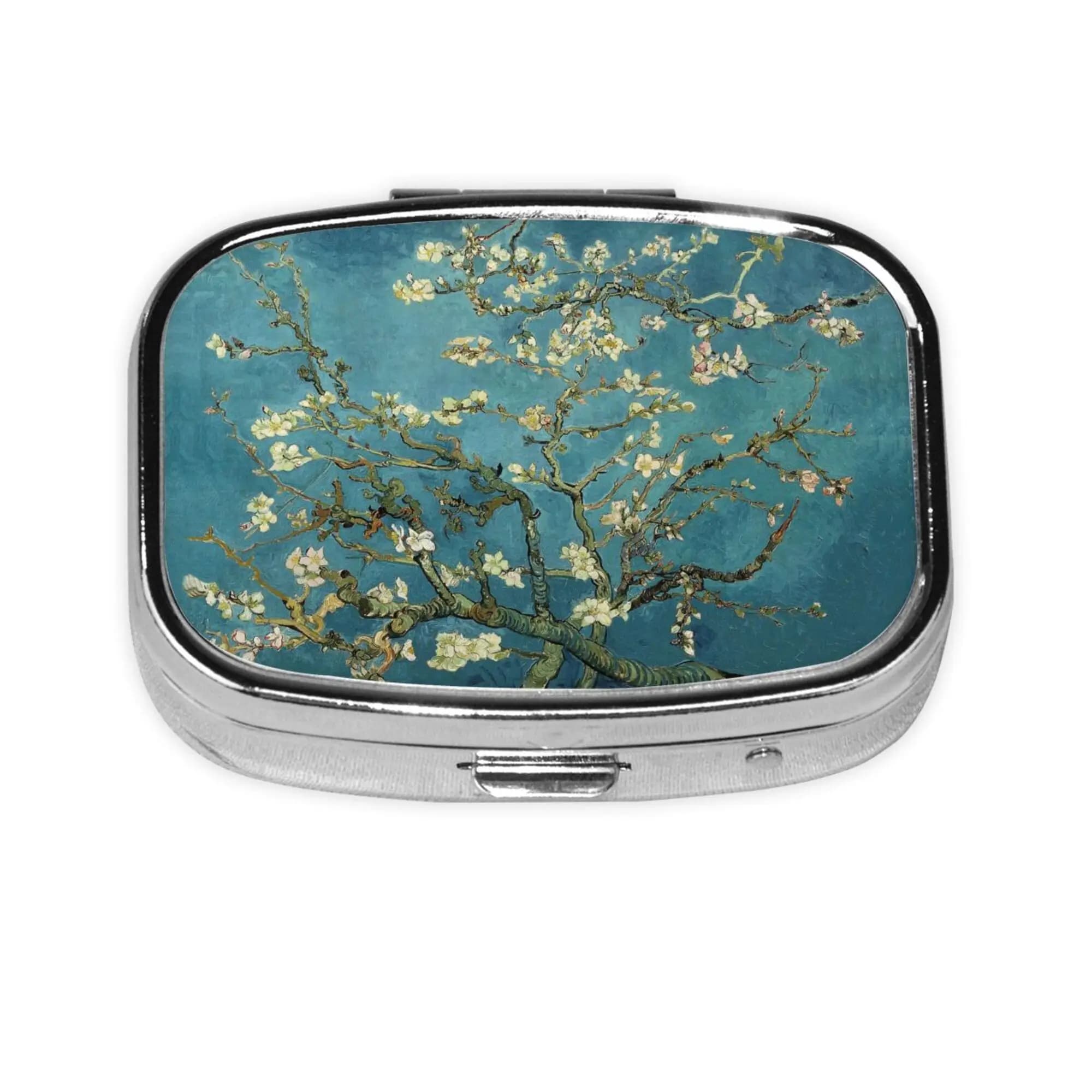Portapillole Rettangolare Van Gogh Art con 2 Scomparti, Piccolo Contenitore per Pillole da Borsa o Tasca, Organizzatore per Medicinali e Vitamine, Regalo da Viaggio