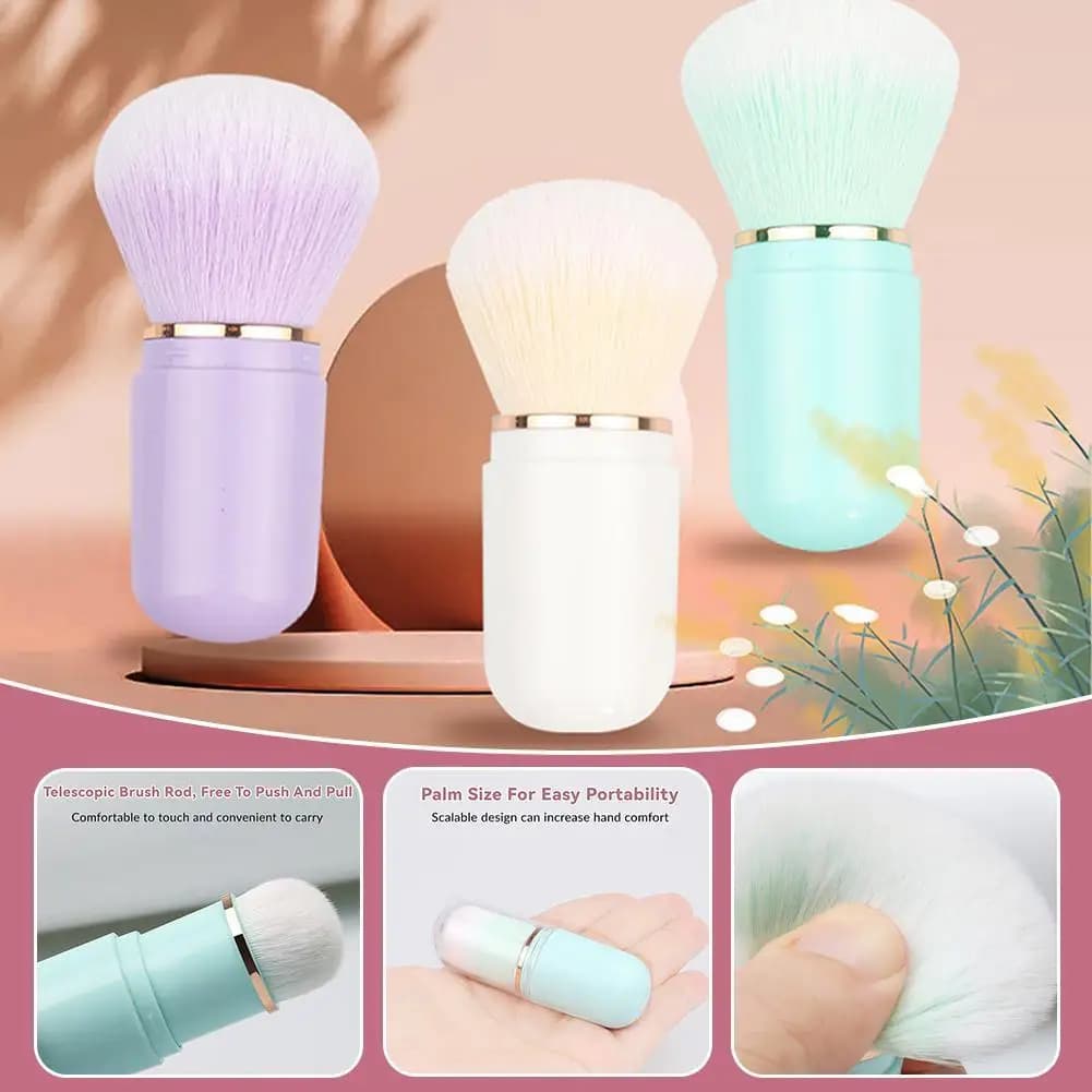 Pennello Trucco Retrattile Portatile con Design a Mini Capsula per Fondotinta e Fard - Accessorio Cosmetico Professionale da Viaggio